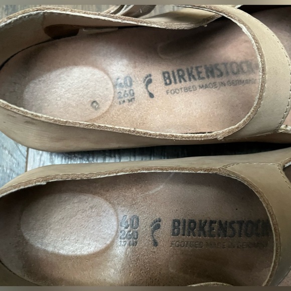 Birkenstock TRACY Mary Jane Shoes Womens 9 EU 40 Nubuck Leather Tan Beige Buckle - Picture 2 of 16